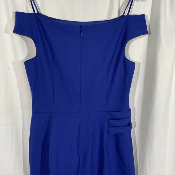 NEW ELIZA J [SZ 12 ]‎ Draped Off The Shoulder Gown In Cobalt - Picture 8 of 12